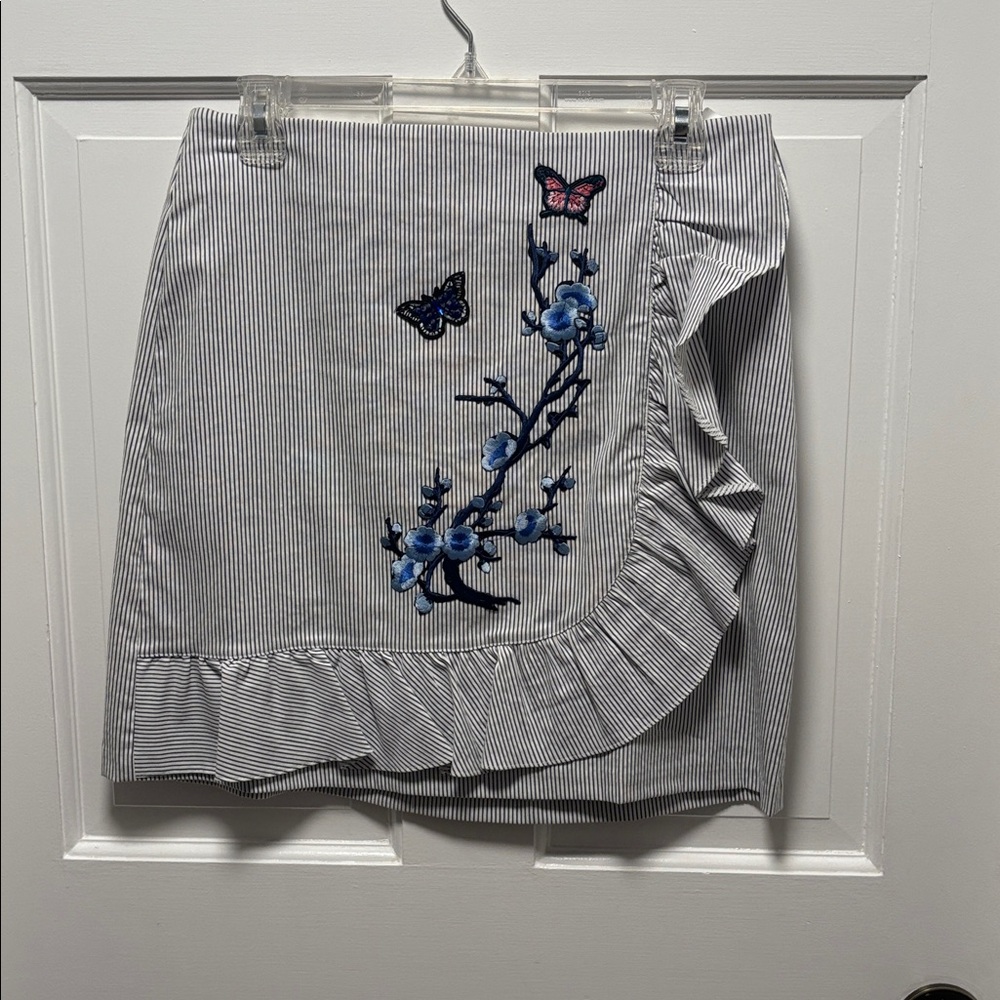 Koton Striped Skirt with Embroidery